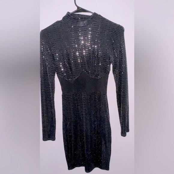 Fashion Nova Irreplaceable Metallic Mini Dress - Black/Copper, Size XS - Picture 3 of 8